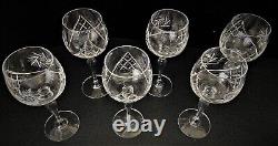 Set of 6 Ajka Csopak Hungary Pinwheel Crystal Hock Wine Glasses 7 5/8