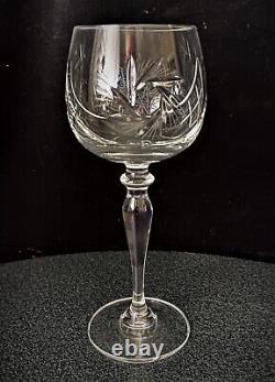 Set of 6 Ajka Csopak Hungary Pinwheel Crystal Hock Wine Glasses 7 5/8