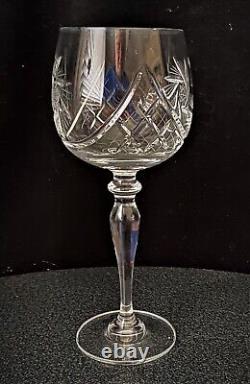 Set of 6 Ajka Csopak Hungary Pinwheel Crystal Hock Wine Glasses 7 5/8