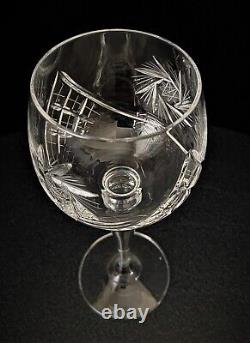 Set of 6 Ajka Csopak Hungary Pinwheel Crystal Hock Wine Glasses 7 5/8