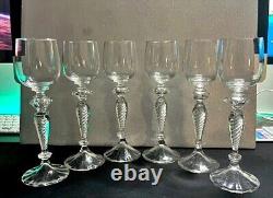 Set of 6 Antique German Crystal Wine Glasses with Double Air Twist Stem C. 1900