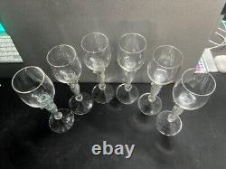 Set of 6 Antique German Crystal Wine Glasses with Double Air Twist Stem C. 1900