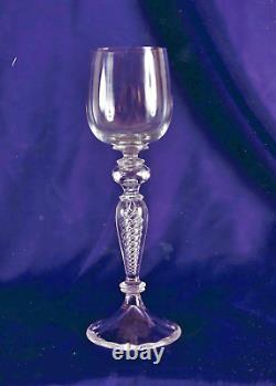 Set of 6 Antique German Crystal Wine Glasses with Double Air Twist Stem C. 1900