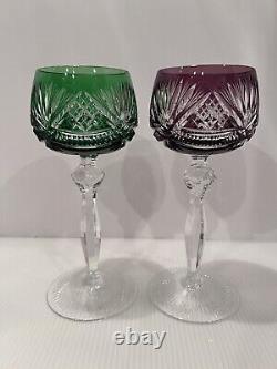 Set of 6 Bohemian Crystal Cut To Clear Wine Goblets, Mint Condition