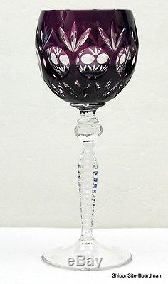Set of (6) Bohemian Crystal Wine Glasses Stemware DIFFERENT COLORS