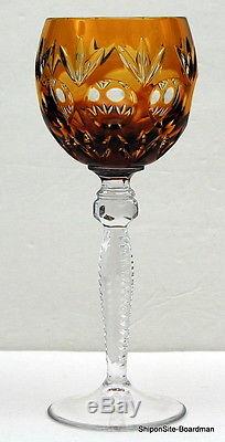 Set of (6) Bohemian Crystal Wine Glasses Stemware DIFFERENT COLORS