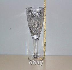 Set of 6 Crystal Champagne Glasses 7 Tall Stem Goblet Coupe Wine Rare Vintage