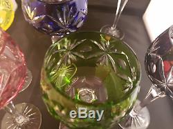 Set of 6 Crystal Coloured Bohemian Hock Wine Glass x 6