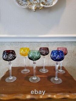 Set of 6 Crystal Long Stem Wine Glasses