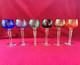 Set of 6 Cut to Clear Glass Crystal Wine Glasses Goblets Multicolor 7.5H