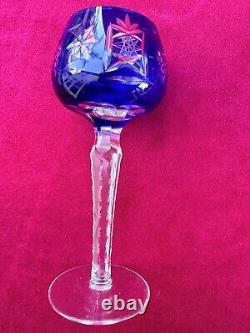 Set of 6 Cut to Clear Glass Crystal Wine Glasses Goblets Multicolor 7.5H