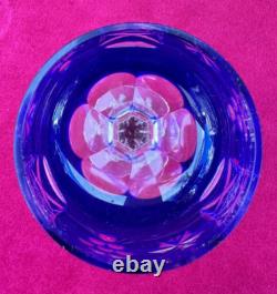 Set of 6 Cut to Clear Glass Crystal Wine Glasses Goblets Multicolor 7.5H