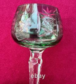 Set of 6 Cut to Clear Glass Crystal Wine Glasses Goblets Multicolor 7.5H