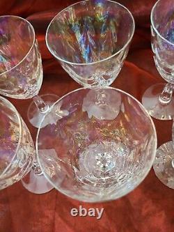 Set of 6 Fostoria Pearl Shell Vintage Iridescent Optic Crystal Wine Glasses MINT