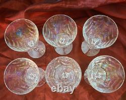 Set of 6 Fostoria Pearl Shell Vintage Iridescent Optic Crystal Wine Glasses MINT