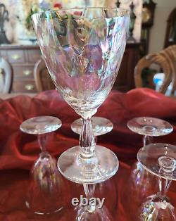 Set of 6 Fostoria Pearl Shell Vintage Iridescent Optic Crystal Wine Glasses MINT