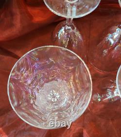 Set of 6 Fostoria Pearl Shell Vintage Iridescent Optic Crystal Wine Glasses MINT