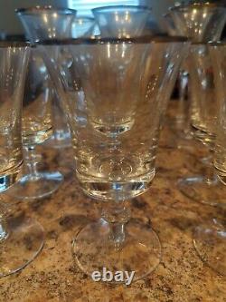 Set of 6 Gorham Crystal Grandee Wine Glass 167336 Platinum Rim 5.5 one smaller