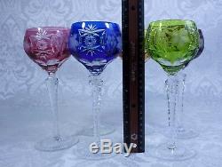 Set of 6 Marsala by Ajka Bohemian Cut to Clear Crystal Wine Water Hocks Goblets