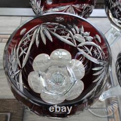 Set of 6 Nachtmann Bleikristall Germany Amethyst Cut to Clear 8.15 Wine Goblets