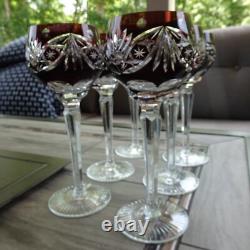 Set of 6 Nachtmann Bleikristall Germany Amethyst Cut to Clear 8.15 Wine Goblets