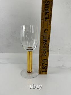 Set of 6 Orrefors Crystal NOBEL Gold Stem Red Wine Glasses 7-1/8 Tall