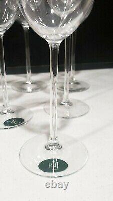 Set of 6 Ralph Lauren Crystal Wine Glasses Navigator Made in France Platinum