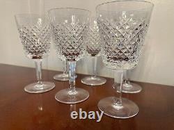 Set of 6 Vintage WATERFORD CRYSTAL Alana 10 oz. Water/Wine Glasses 7 IRELAND