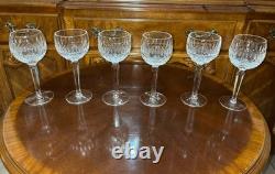 Set of 6 Vintage Waterford Crystal Colleen Tall Stem 7 3/8 Hock Wine Glasses