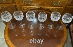 Set of 6 Vintage Waterford Crystal Colleen Tall Stem 7 3/8 Hock Wine Glasses