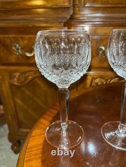 Set of 6 Vintage Waterford Crystal Colleen Tall Stem 7 3/8 Hock Wine Glasses