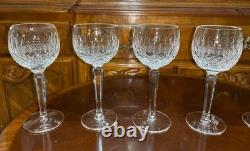 Set of 6 Vintage Waterford Crystal Colleen Tall Stem 7 3/8 Hock Wine Glasses