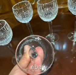Set of 6 Vintage Waterford Crystal Colleen Tall Stem 7 3/8 Hock Wine Glasses