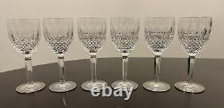 Set of (6) Waterford Crystal Colleen Tall Stem Claret Wine Glasses 6 1/2
