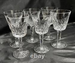 Set of 6 Waterford Crystal Lismore White Wine Claret Glasses