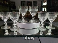 Set of (6) Wine Claret 4-1/4 Glasses Cut clear Crystal St Louis Trianon signed