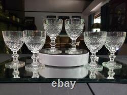 Set of (6) Wine Claret 4-1/4 Glasses Cut clear Crystal St Louis Trianon signed