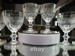 Set of (6) Wine Claret 4-1/4 Glasses Cut clear Crystal St Louis Trianon signed