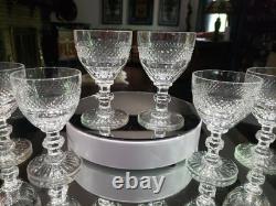Set of (6) Wine Claret 4-1/4 Glasses Cut clear Crystal St Louis Trianon signed