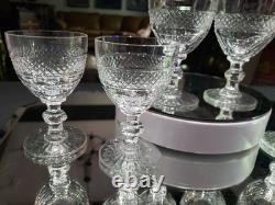 Set of (6) Wine Claret 4-1/4 Glasses Cut clear Crystal St Louis Trianon signed