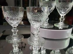 Set of (6) Wine Claret 4-1/4 Glasses Cut clear Crystal St Louis Trianon signed