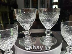 Set of (6) Wine Claret 4-1/4 Glasses Cut clear Crystal St Louis Trianon signed