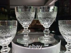 Set of (6) Wine Claret 4-1/4 Glasses Cut clear Crystal St Louis Trianon signed