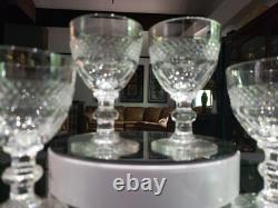 Set of (6) Wine Claret 4-1/4 Glasses Cut clear Crystal St Louis Trianon signed