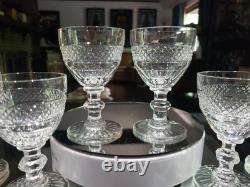Set of (6) Wine Claret 4-1/4 Glasses Cut clear Crystal St Louis Trianon signed