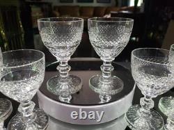 Set of (6) Wine Claret 4-1/4 Glasses Cut clear Crystal St Louis Trianon signed