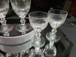 Set of (6) Wine Claret 4-1/4 Glasses Cut clear Crystal St Louis Trianon signed