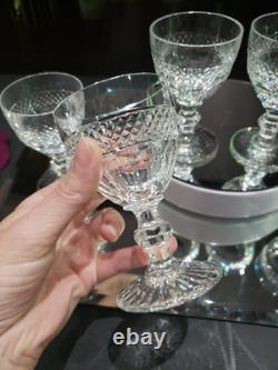 Set of (6) Wine Claret 4-1/4 Glasses Cut clear Crystal St Louis Trianon signed