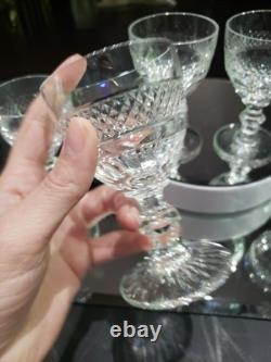 Set of (6) Wine Claret 4-1/4 Glasses Cut clear Crystal St Louis Trianon signed