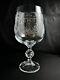 Set of 7 Bohemian Crystal Cascade Wine Goblet Etched Clear Diamond Cut Ball Stem